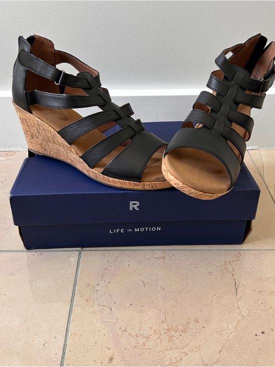 Rockport Shoes - Rockport Briah Gladiator Sandals Black Zip Back Adjustable Women’s Size 10 NIB